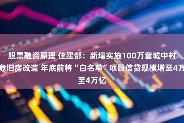 股票融资原理 住建部：新增实施100万套城中村和危旧房改造 年底前将“白名单”项目信贷规模增至4万亿